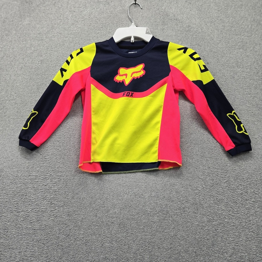 Fox Racing Girls Jersey M Yellow Colorblock 180 Voke MX Offroad Logo Activewear
